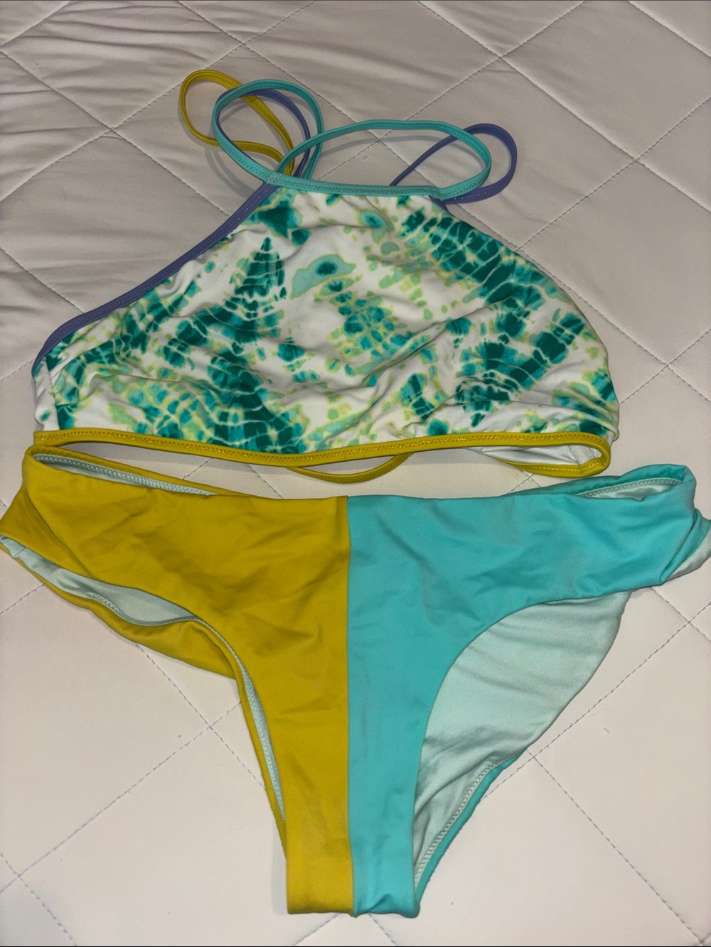 Victoria's Secret color block tie-dye bikini Swim Set S bottom M top